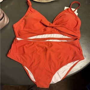 Cupshe High-Waist Red Women’s Swim Bikini Set Size:XL